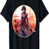 Samurai Girl Vintage Retro Sakura Cherry Blossom T-Shirt(45)