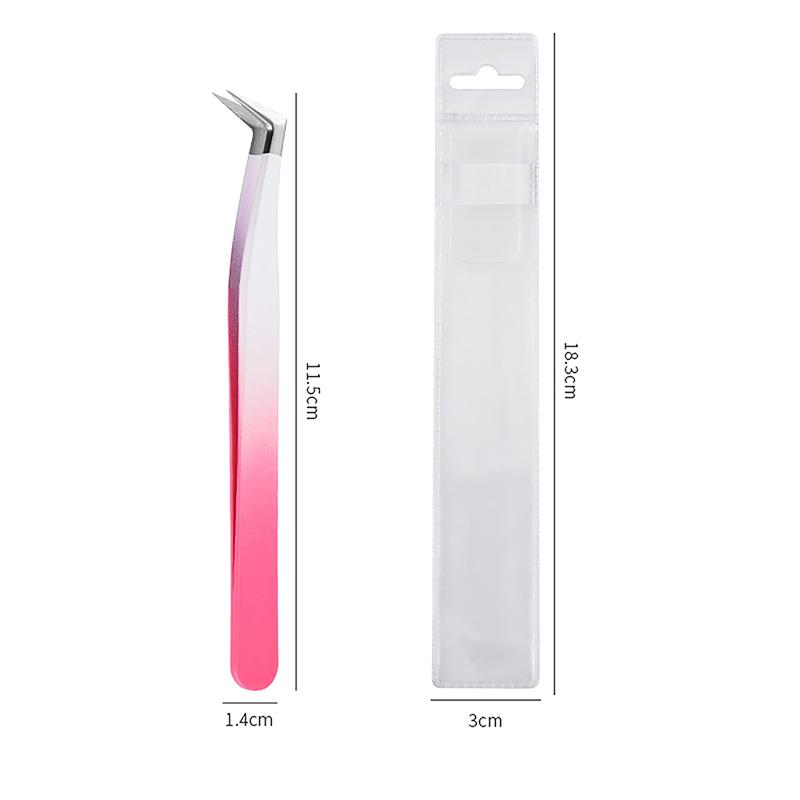 Eyelash Tweezers Extension Gradient Rose Red Stainless Steel Superhard Tweezers With Fiber Tips High Precision Ant-Static Tweez