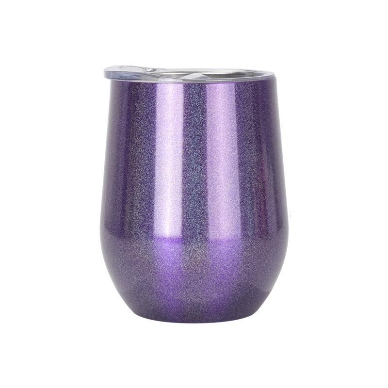 Stainless Steel Wine Cup 12oz Double Layer Eggshell Cup Rainbow Paint Gradient U Shaped Beer Mug