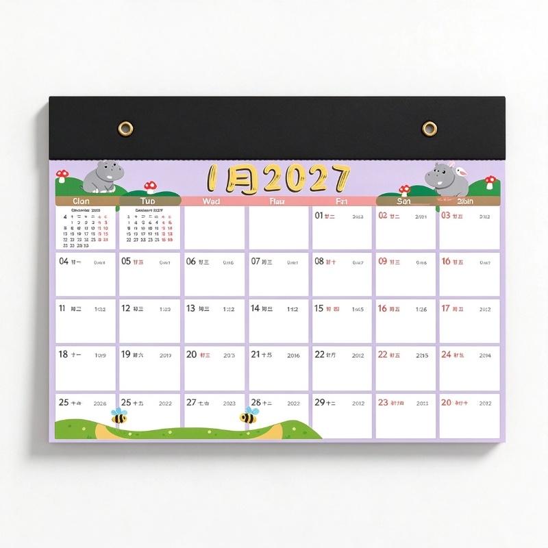 1 Set dickes Papier mit großem Schreibplatz 2027 Wandkalender mit festlichen Kunstseiten Jan.–Dez.. Für die tägliche Haushaltsplanung