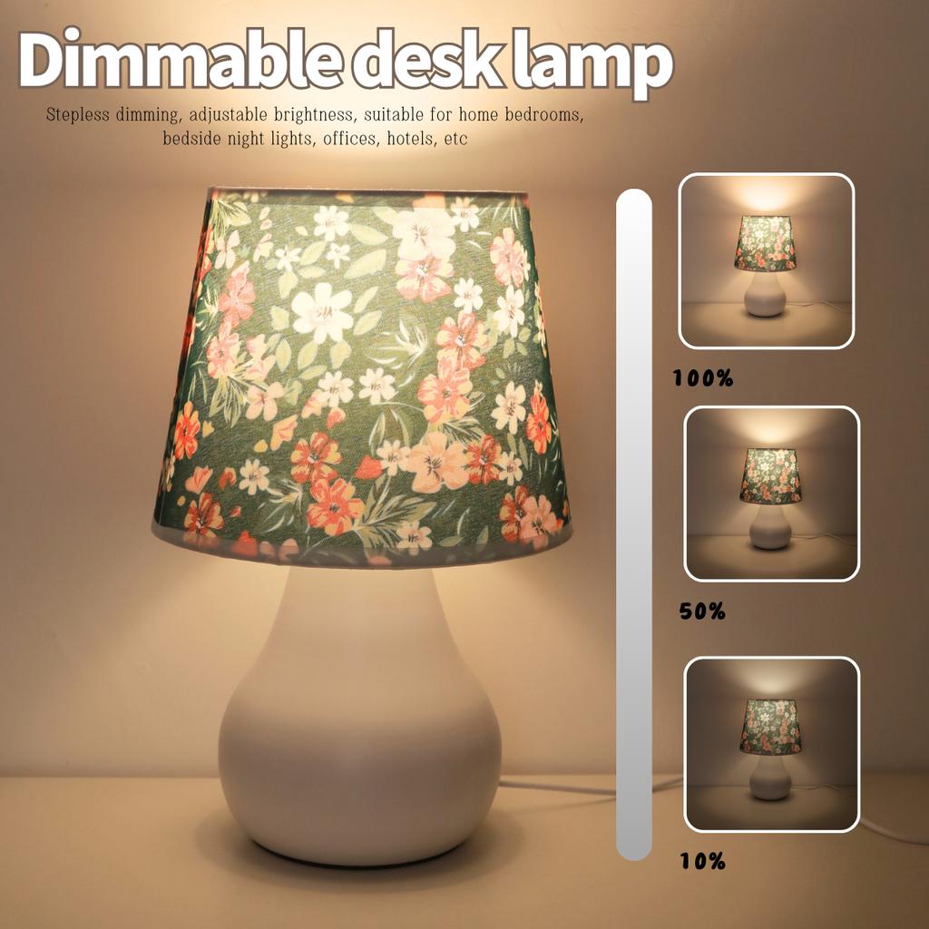 Minimalist fabric warm light desk lamp, USB switch bedroom bedside lamp, living room and study decoration