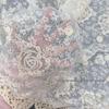 Apricot 3D Embroidered Stretch Lace Fabric for Wedding Dresses, Evening Gowns, Tablecloths