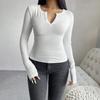 Women's 2024 Autumn and Winter Tops Y2K Temperament Slim V-neck Button Long-sleeved T-shirt