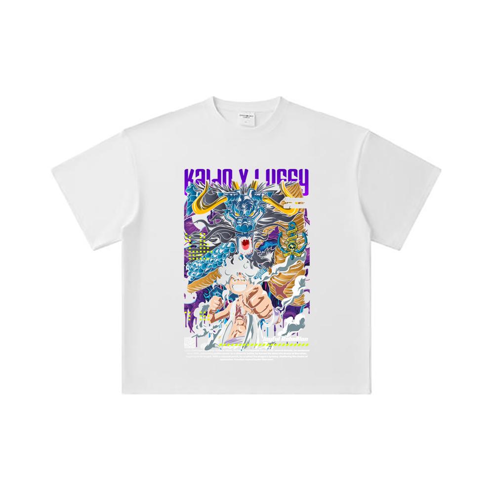 260 GSM Double Yarn 32 Count 100% Cotton One Piece V35 Luffy Kaido Print Unisex Heavy Cotton T Shirt
