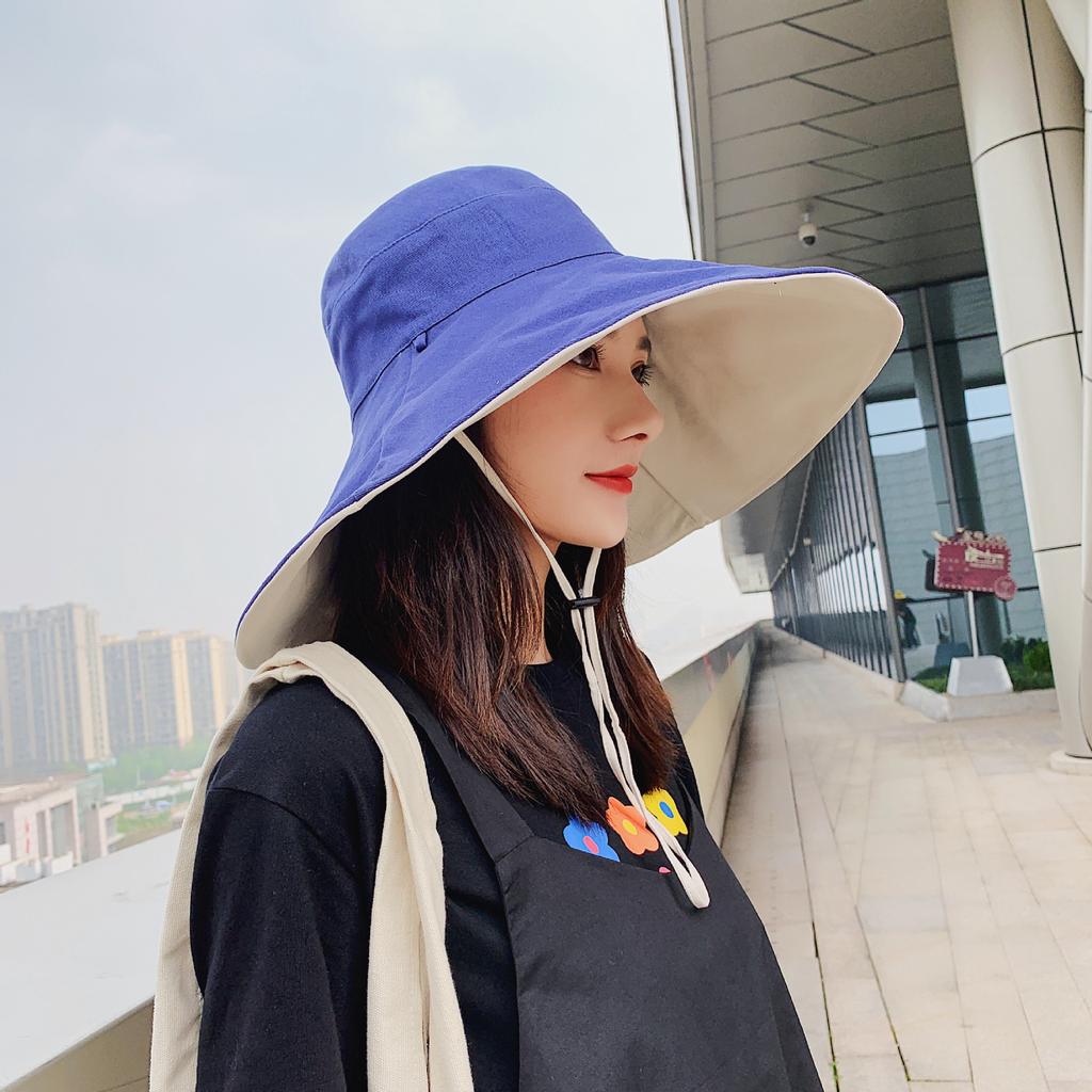 Summer Korean-style Versatile Travel Sun Hat, UV Protection, Wide-brimmed Women's Hat, Japanese-style Double-sided Fisherman Hat for Women