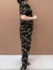 Plus Size Camouflage Summer Two-Piece Set: Short Sleeve Lapel Top & Sport Pants for Women