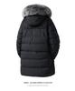 Men's Plus Size Mid-Length Winter Jacket with Detachable Hood and Fur Collar