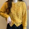 2025 Autumn/Winter Korean Style Thick Cable Knit Cardigan Sweater for Women