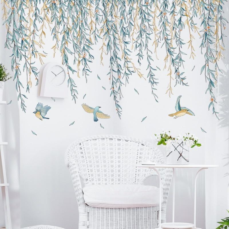 Weeping Willow Swallow Removable Wall Stickers Self-adhesive Decals Living Room Decor Art for Nursery Kids Bedroom Posters Mural