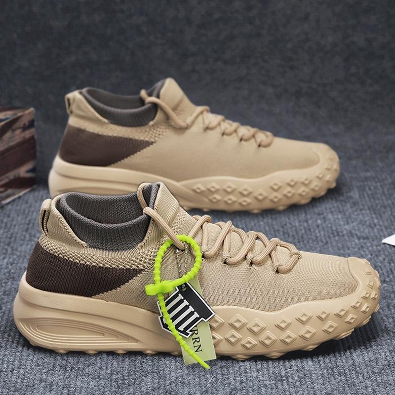 

2025 new socks and shoes student fly-woven men s shoes spring and summer thick-soled versatile casual sports trendy shoes men s mesh 44