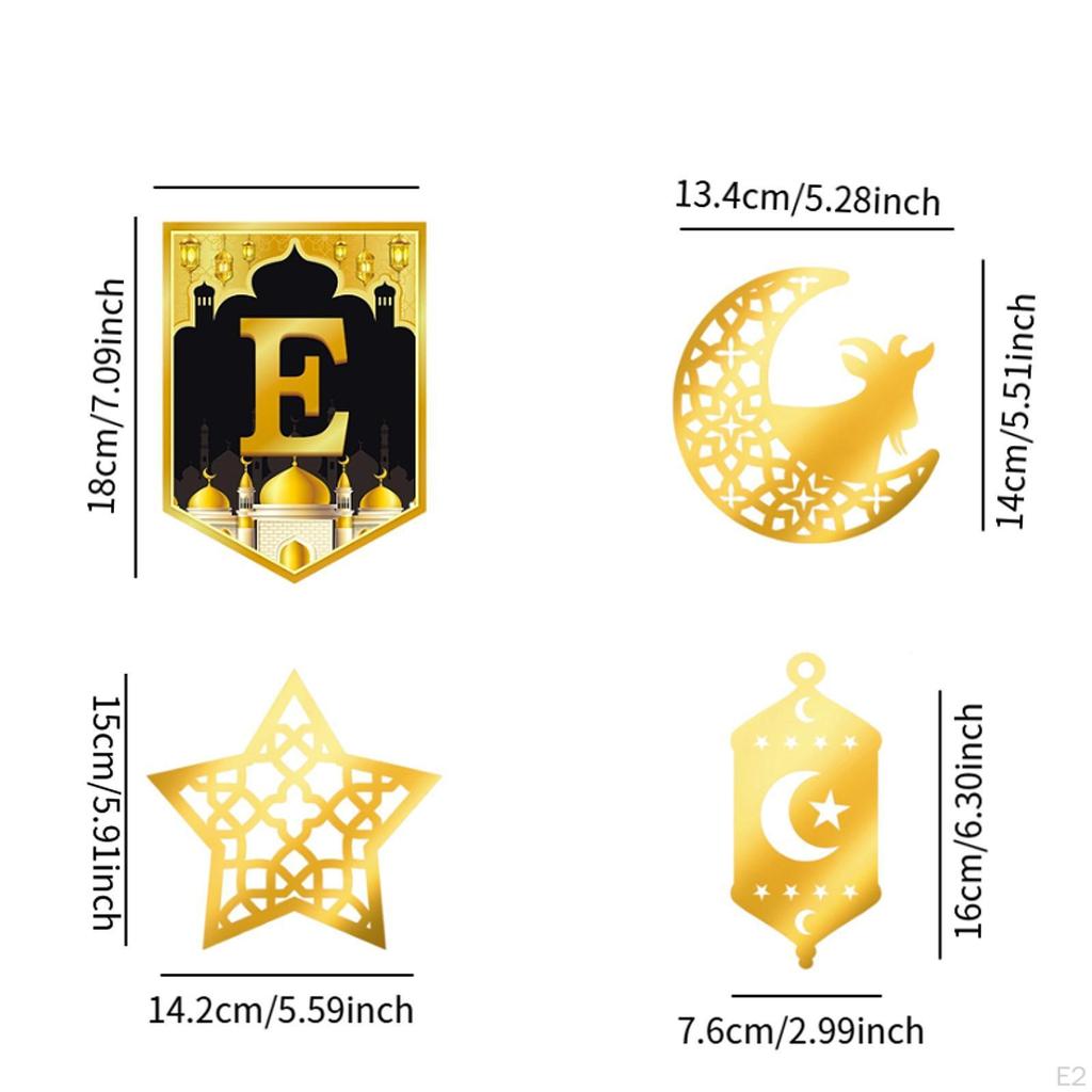 Eid Mübarek Banner Garland Siyah ve Altın Süsler Ramazan Süslemeleri İç Mekan için Asılı Dönen Süsler