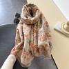 Winter Warmer Scarf For Women Elegant Thickened Tassel Pashmina Shawl Floral Faux Cashmere Warps Autumn Blanket For Daily Wear