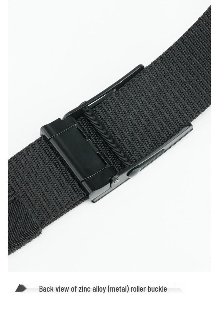 Men's No-Hole Canvas Belt with Automatic Buckle - Versatile Casual Jeans Nylon Leather Belt