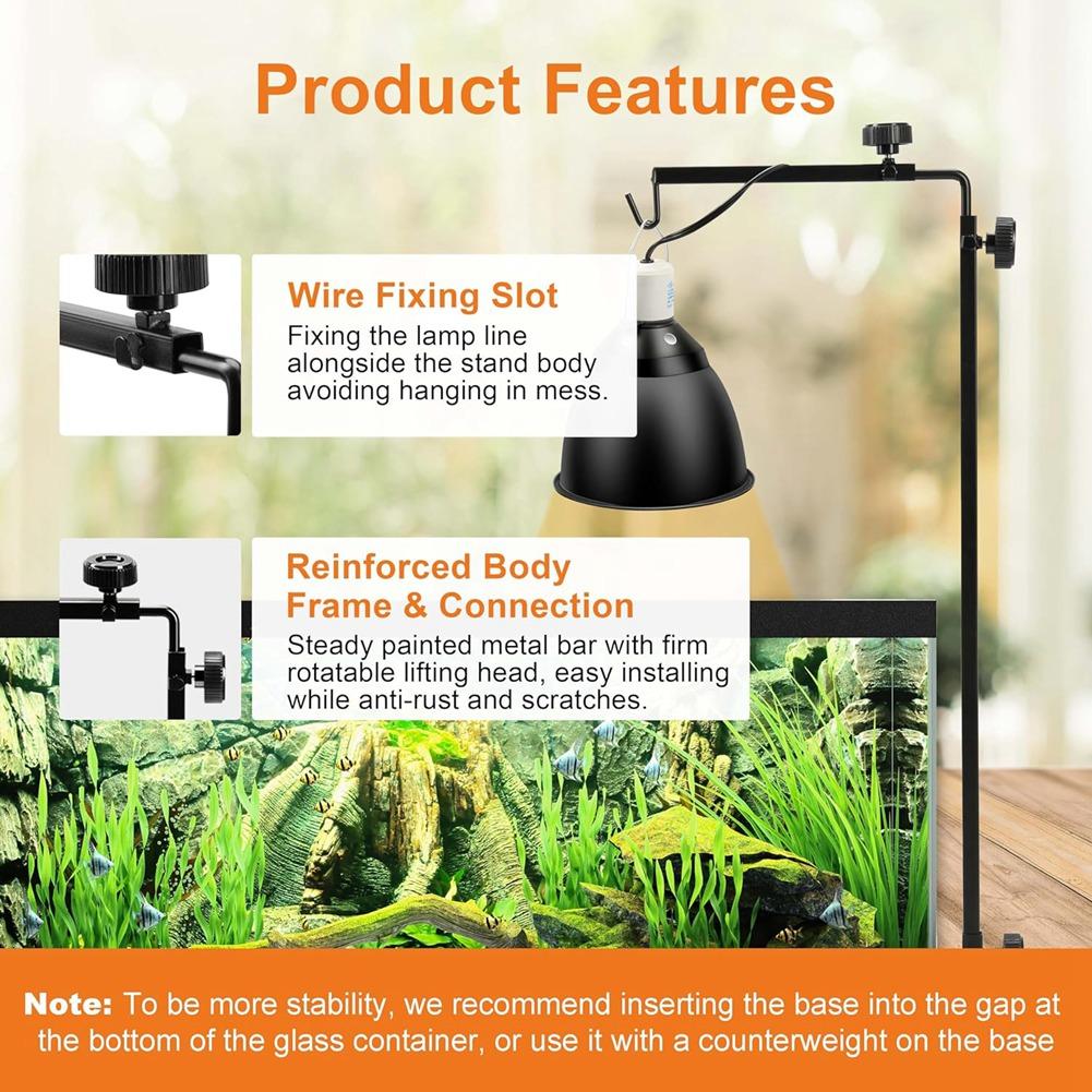 AT21-Reptile Lamp Stand Adjustable Metal Floor Lamps Reptile Reptile Tank Heating Light Support For Bearded Dragon Snakes