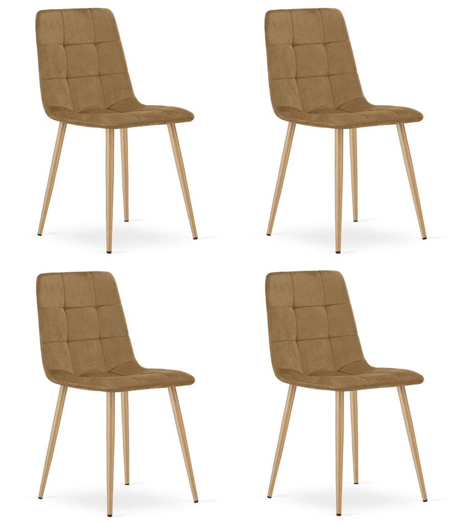 KARA Chair - Brown Velvet / Wood Color Legs X 4