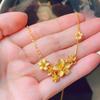 Luxury Pure Gold Real Gold Women's One-piece Chain Flower Necklace Sansheng Clavicle Chain