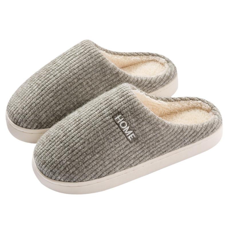 Cotton Slippers Men's Autumn and Winter Indoor Home New Thick Bottom Non-slip Plush Warm Bag Head Slippers Women's