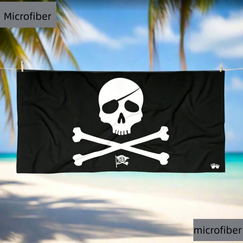 Edgy Skull Print Beach Towel Large Microfiber Sand Free Towel Trendy Summer Accessory Quick Dry Lightweight for Beach Men Women