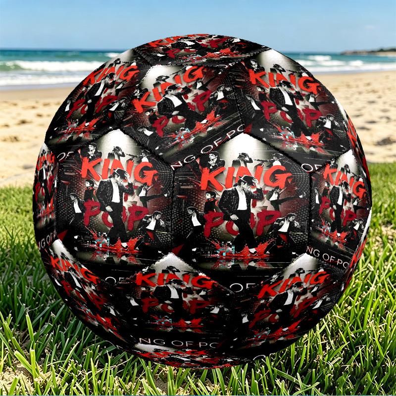 Michael Jackson Aufdruck Größe 5 Fußball, PU Abriebfester Fußball für Spieltraining und tägliches Üben, Geburtstagsgeschenk für Fußballfans