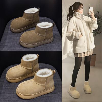 Snow Boots Women's 2025 Winter New Big Head Cute Snow Boots Casual Fashion Velvet Thickened Cold-proof Bread Boots