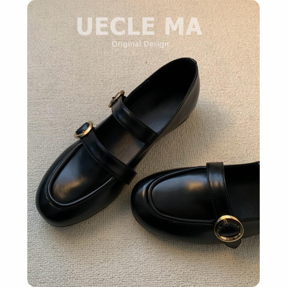 

Cowhide version~ retro round head buckle with flat sole shoes women s new British temperament leather shoes Mary Jane shoes 40