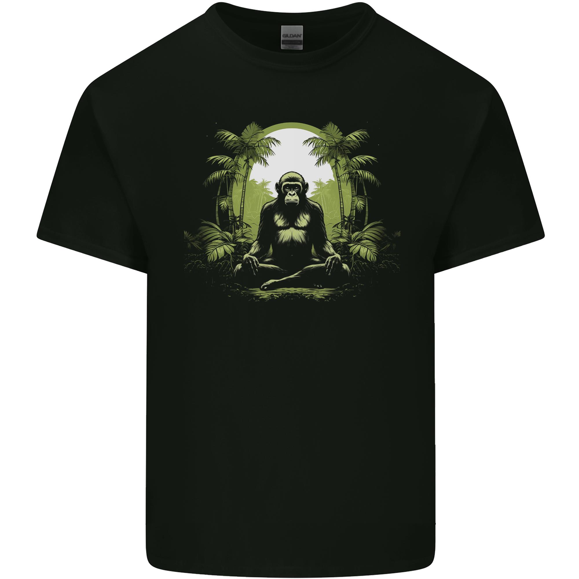 Meditating Monkey Spiritual Yoga Unisexs Light Cotton TShirt S