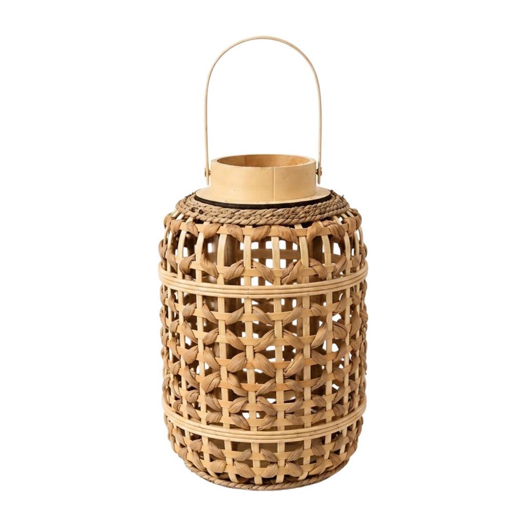 Stylish Woven Bamboo Candle Holder Lantern Rustic Decor for Living Room Table Mantel Farmhouse Home Decorations