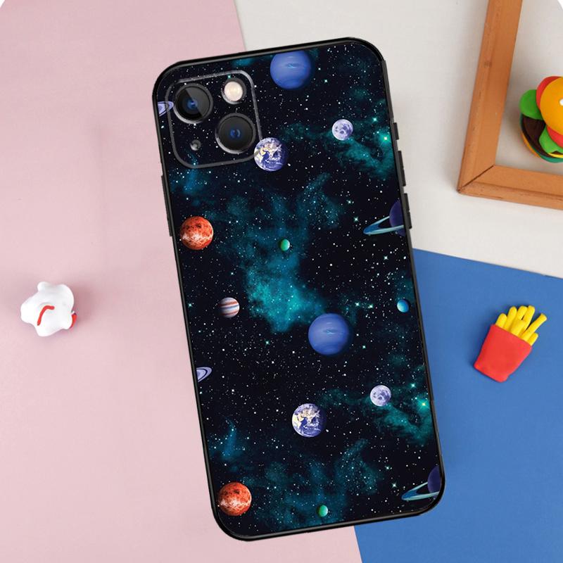Magic Space Moon Planet Phone Case For iPhone 15 Pro Max 11 12 13 14 16 Pro Max Mini XR 16e 15 16 Plus Cover Shell