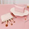 PU Waterproof Large Capacity Travel Makeup Bag - Simple, Fashionable, Portable Toiletry Organizer in Solid Colors
