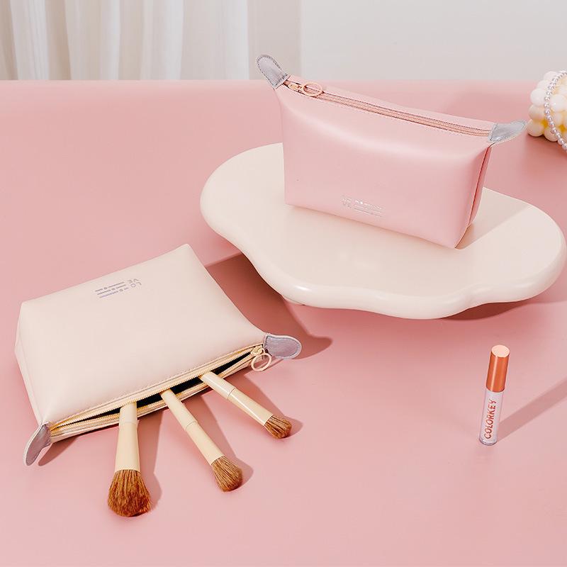PU Waterproof Large Capacity Travel Makeup Bag - Simple, Fashionable, Portable Toiletry Organizer in Solid Colors