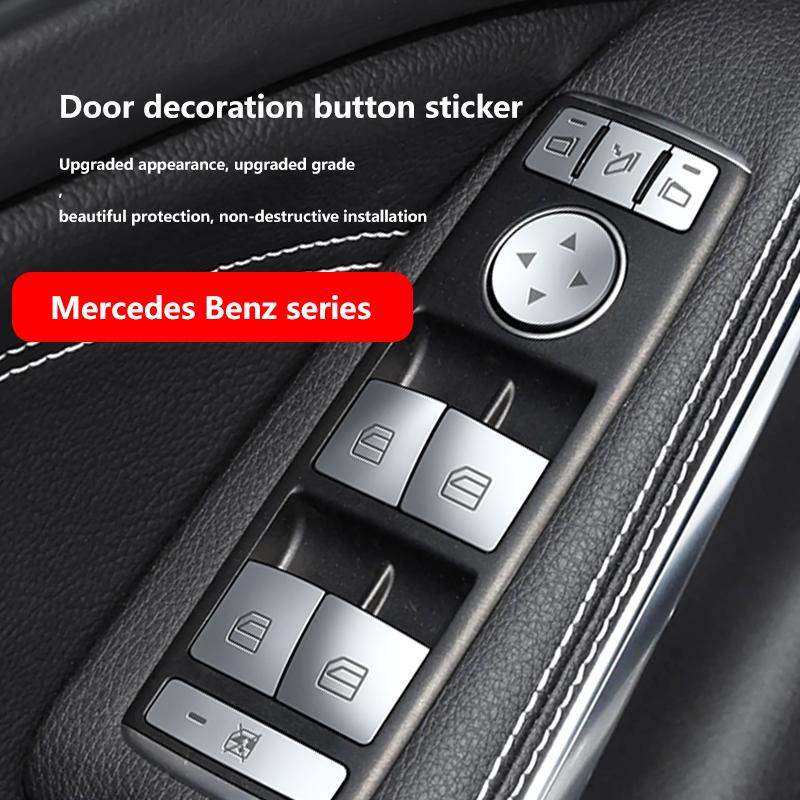 

Car door glass lifting button decorative sticker For For Mercedes Benz G C E Class GLK GLC ML GL GLE GLS auto accessories F2