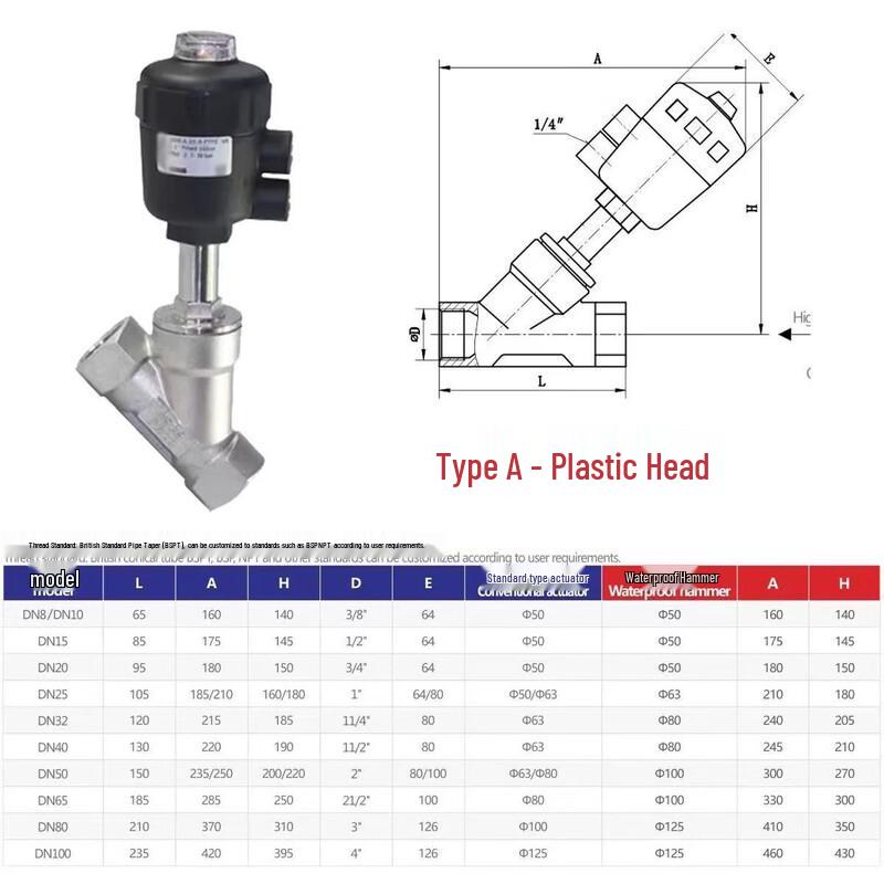 Pneumatic Threaded Angle Seat Valve