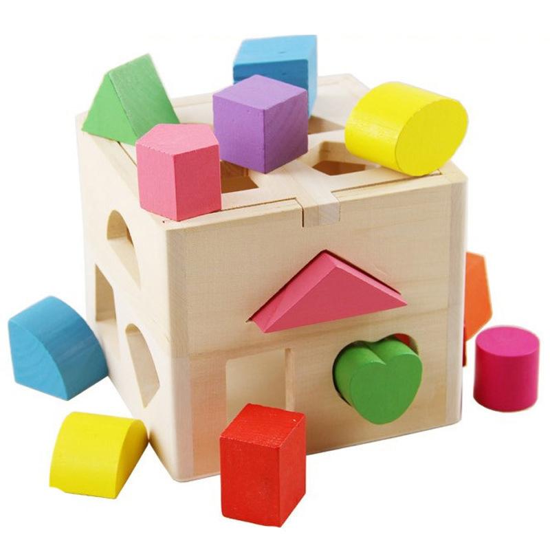 Montessori Holzspielzeug für Kinder, frühe Bildung, 13-Loch-Puzzle, Farb- und Form-Matching-Trainingsspiel, Lernspielzeug, Kindergeschenke