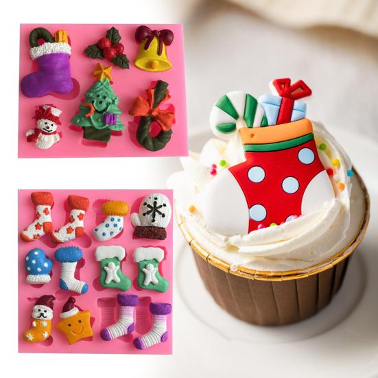 

Форма для эпоксидной смолы, пищевая форма для украшения торта, 3 стиля, прочный рождественский колокольчик, снеговик, силикон для вечеринки