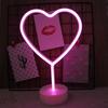 Shaped Led Cactus Neon Signs Light Holder Base Table Decoration Night Lamps