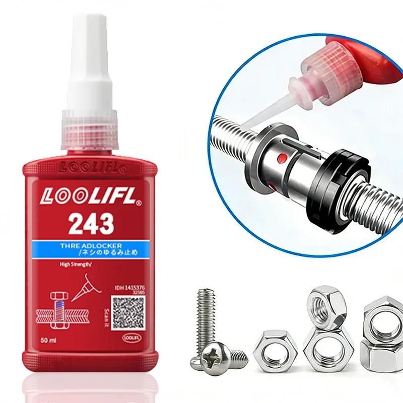 Loolifl 243 Thread Locker Blue Oil Resistant Anaerobic Glue Medium Strength Screw Adhesive Anti-Loose Sealant Removable Metal