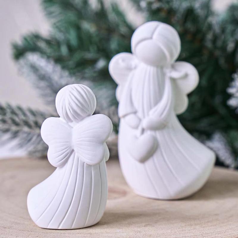 2Pcs Diy Handmade Angel Plaster Resin Moulds With Heart Star Designs 3D Angel Silicone Moulds Decorative Sculptures Craft