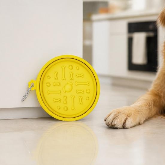 Foldable Pet Bowl Portable Slow Feeder Bowl with Suction Cups Non-Slip Silicone Collapsible