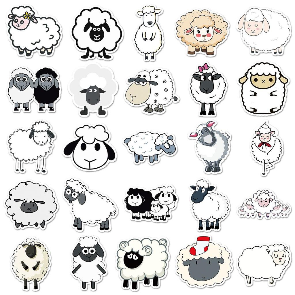 50 Little Sheep Graffiti Cartoon Animal Stickers – Cute DIY Creative for Skateboards & Suitcases