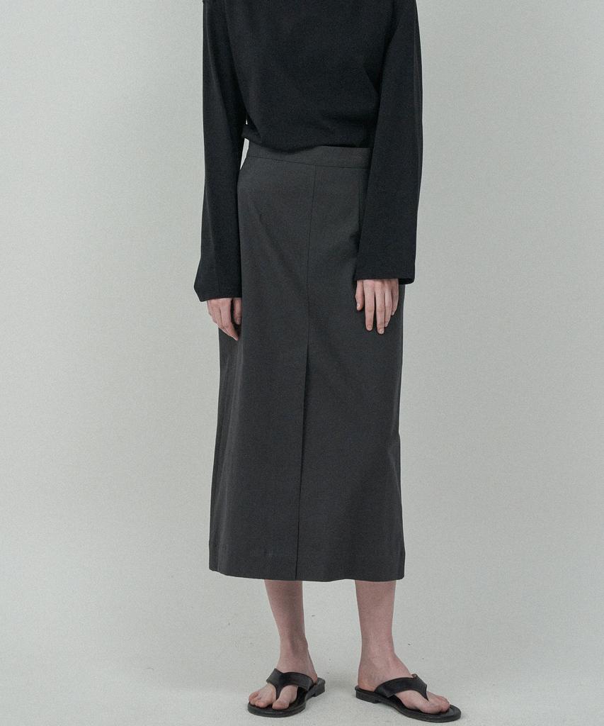 MOTT Autumn Basic Slit Skirt -Gray