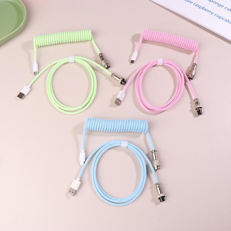 Mechanical Keyboard Coiled Cable Wire Type C USB Port Wire Mechanical Keyboard Aviator Desktop Computer Aviation Connector
