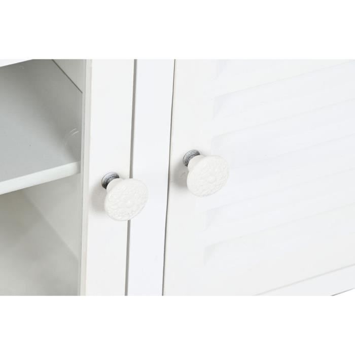 Meuble TV - Méditerranée - MDF - Sapin - 120 cm - 3 portes - Blanc/Naturel