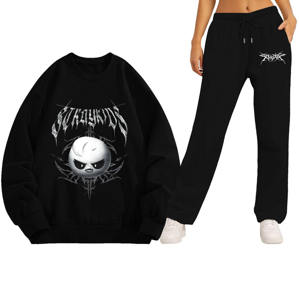 Ensemble Hoodie et Pantalon de Jogging Graphique Concert Tournée Stray Kids Tenue Ample pour Couple Pantalons pour Femmes