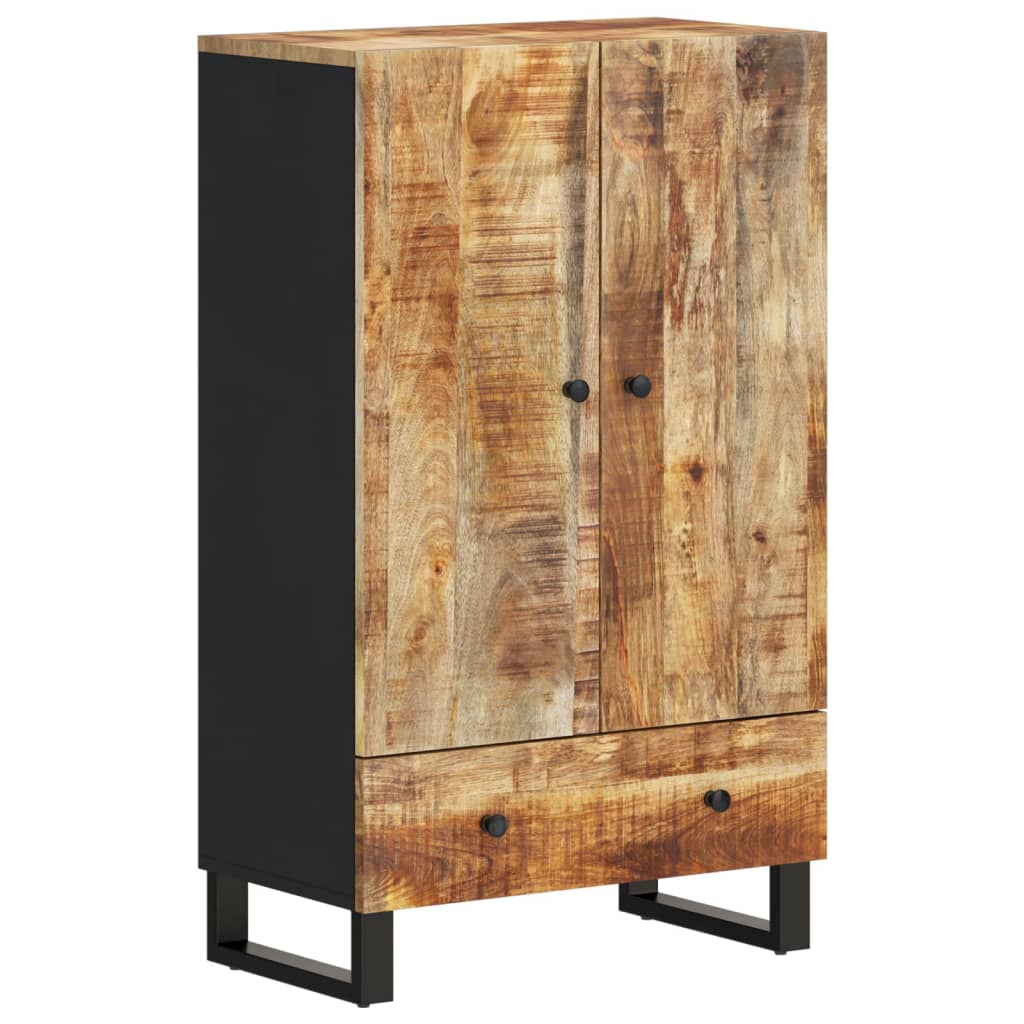 Highboard with Drawer 60x33x100 Cm Solid Mango Wood & Iron