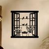 Wrought Iron Wall Art Bird Floral Window Design Metal Hanging Decor for Indoor Outdoor Garden Living Room Bedroom Gift