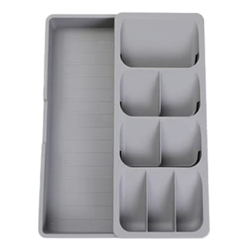 Cutlery Case, Divider, Storage, Chopstick Holder, Drawer, Kitchen Organizer, Holder, Tray, Diagonal, Expandable, Gray