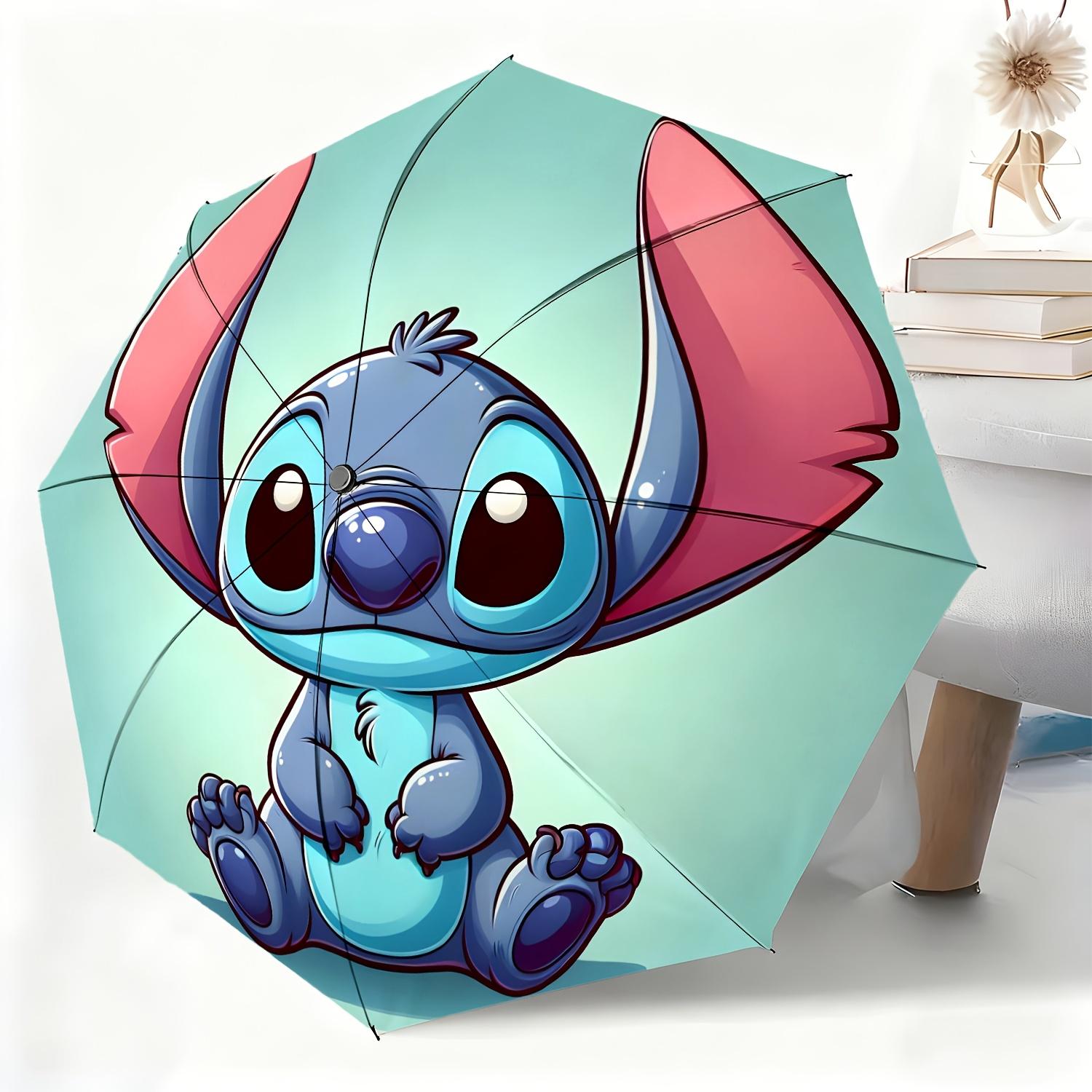 

1pc Disney Stitch Cute Automatic Umbrella, All-Weather Folding Umbrella for All Occasions, Portable Compact Umbrella, Christma (as the picture,Iron&8K)