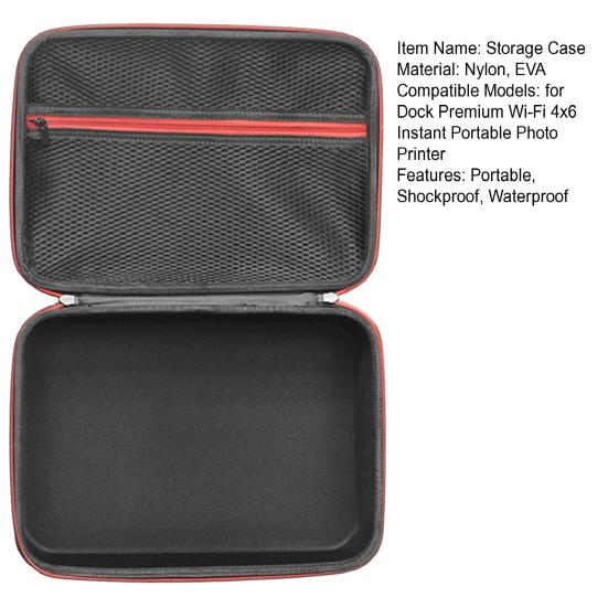 Přenosné pouzdro pro Dock Premium Wi-Fi 4x6 palců Instantní přenosná fototiskárna EVA tvrdá skořepina Náplně do kazet Fotopapír Nabíječka Úložný prostor pro příslušenství