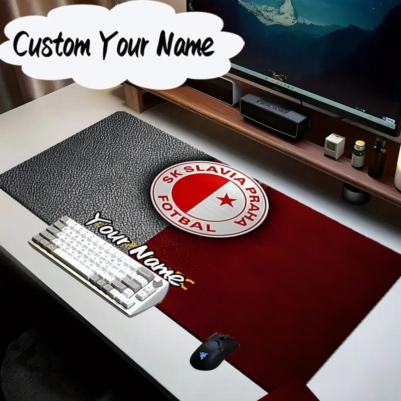 Custom Name Mouse pad Red And White Prague Football Mouse Pad Desk Mat, Non-Slip Rubber Backer Pad For Computer Notebook Gaming Mouse Pad Gift