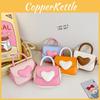 Heart Blocking Color Shaped Buckle Leather Children Shoulder Bag For Daily Use